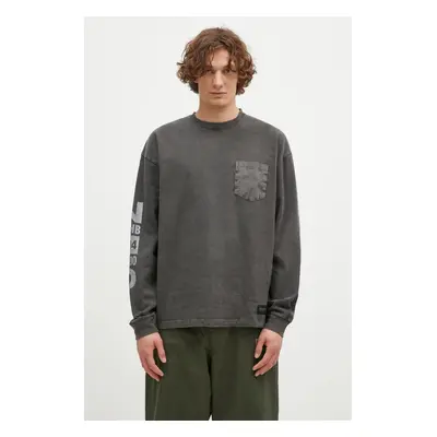 Bavlněné tričko s dlouhým rukávem NEIGHBORHOOD Pigment Dyed Crewneck Longsleeve šedá barva, s po