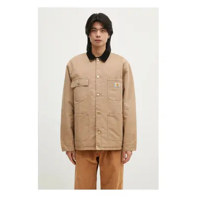 Bavlněná košilová bunda Carhartt WIP OG Chore Coat béžová barva, oversize, I027357.2I73K