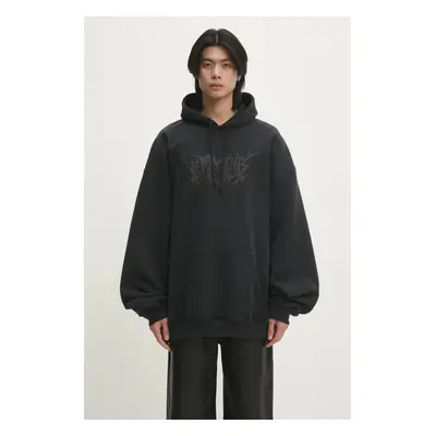 Mikina VETEMENTS Drip Metal Oversized pánská, černá barva, s kapucí, s potiskem, UA66HD730B