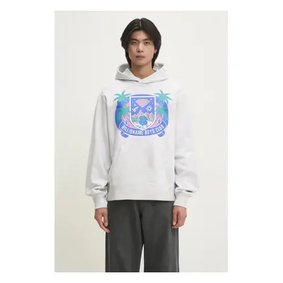 Bavlněná mikina Billionaire Boys Club Tropical Crest Popover Hood pánská, šedá barva, s kapucí, 