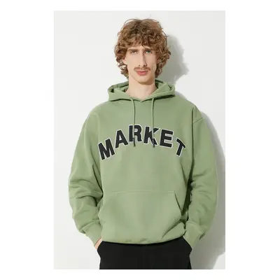 Bavlněná mikina Market Community Garden Hoodie pánská, zelená barva, s kapucí, s aplikací, 39700