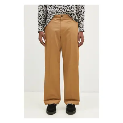 Bavlněné kalhoty Maison Kitsuné Relaxed Chino béžová barva, jednoduché, MM01106WW0078