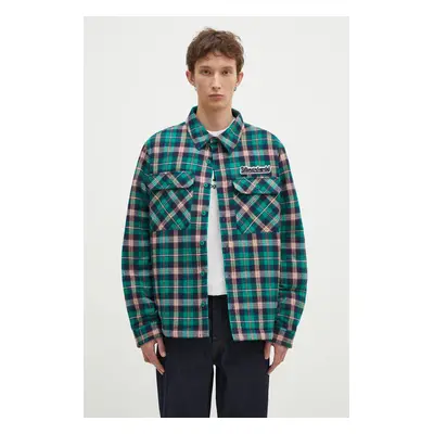 Košilová bunda Billionaire Boys Club Padded Check Overshirt zelená barva, oversize, B24430