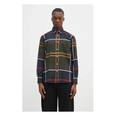 Bavlněná košile Barbour Renford OS Tartan Shirt zelená barva, regular, s klasickým límcem, MSH55