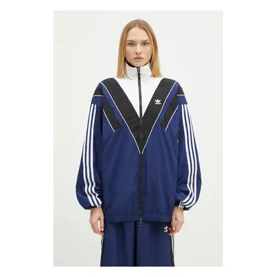 Mikina adidas Originals Rasant Tracktop dámská, modrá barva, vzorovaná, JW9740