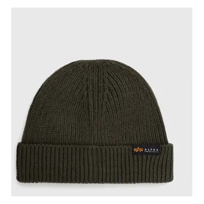 Čepice Alpha Industries Dockers Beanie zelená barva, z tenké pleteniny, 138905.142