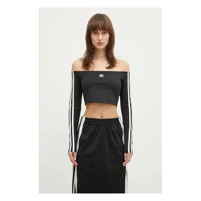 Tričko s dlouhým rukávem adidas Originals Off Shoulder černá barva, španělský výstřih, JD0274