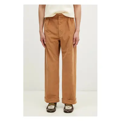 Manšestrové kalhoty Wood Wood Lawrence Trousers hnědá barva, 12435012.5088