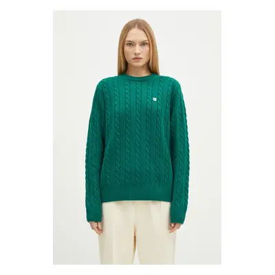 Vlněný svetr FILA+ Cabled Knitted Crewneck zelená barva, 42FW24JJ02544C606