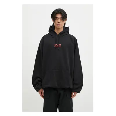 Mikina VETEMENTS Oval Logo Cropped Boxy pánská, černá barva, s kapucí, s potiskem, UA66HD600BR