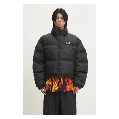 Péřová bunda VETEMENTS Logo Puffer pánská, černá barva, zimní, oversize, UA66JA350B