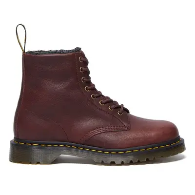 Kožené boty Dr. Martens dámské, vínová barva, na plochém podpatku, lehce zateplené, DM31873600