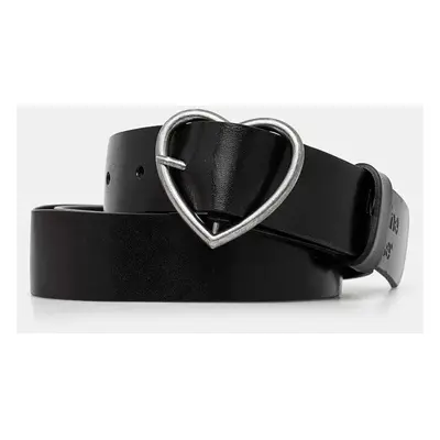 Kožený pásek Martine Rose Heart Belt černá barva, 1142LP10001