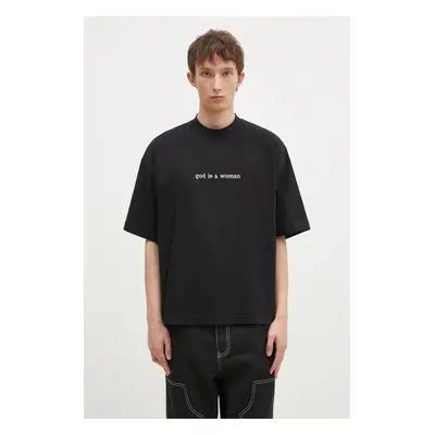 Bavlněné tričko VETEMENTS God Is A Woman Cropped Boxy černá barva, s potiskem, UA66TR725B