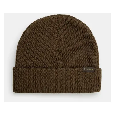 Vlněná čepice Filson Watch Cap zelená barva, z tenké pleteniny, FMACC0051