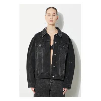 Džínová bunda KSUBI Oversized Jacket Krystal Noir dámská, černá barva, přechodná, oversize, WSP2