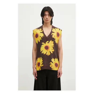 Vlněná vesta JW Anderson Printed Vest hnědá barva, KW1305.YN0008.685