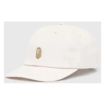 Bavlněná baseballová čepice A Bathing Ape One Point Corduroy 6Panel Cap béžová barva, s aplikací