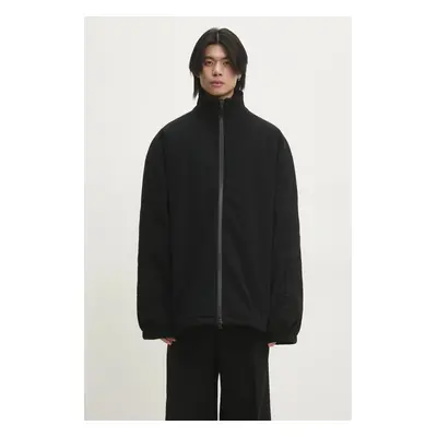 Bunda VETEMENTS Metal Sleeeves Fleece pánská, černá barva, přechodná, oversize, UA66JA380B