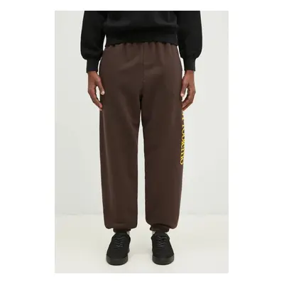 Bavlněné tepláky No Problemo Sweatpant hnědá barva, s potiskem, NP30002.02