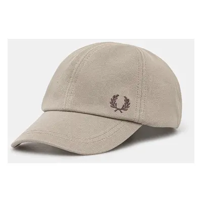 Bavlněná baseballová čepice Fred Perry Pique Classic Cap šedá barva, s aplikací, HW6726.U84