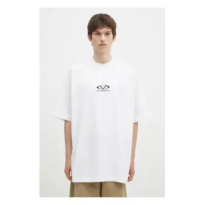 Bavlněné tričko VETEMENTS Oval Logo Oversized bílá barva, s potiskem, UA66TR605W