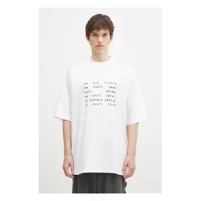 Bavlněné tričko VETEMENTS We Buy Things Oversized bílá barva, s potiskem, UA66TR625W