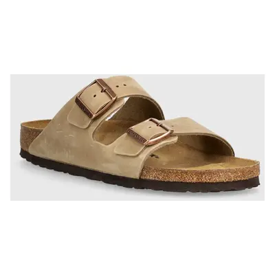 Nubukové pantofle Birkenstock Arizona hnědá barva