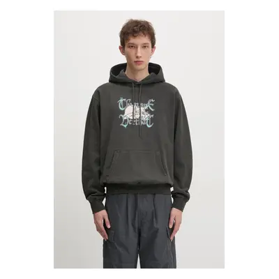 Bavlněná mikina thisisneverthat Sleepy Cat Hoodie pánská, šedá barva, s kapucí, s potiskem, TN24