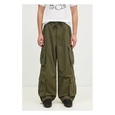 Bavlněné kalhoty Vans Premium Classics LX Baggy Cargo Pant zelená barva, ve střihu cargo, VN000H