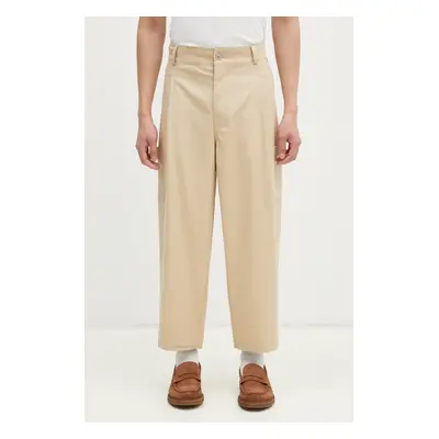 Kalhoty Drôle de Monsieur Le Pantalon Cropped Twill pánské, béžová barva, jednoduché, F-BP155-CO