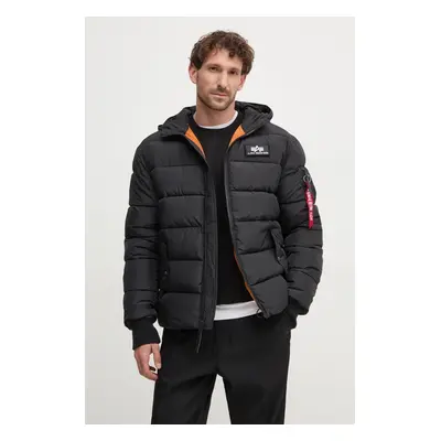 Bunda Alpha Industries Hooded Puffer Alpha FD pánská, černá barva, zimní, 118113.03