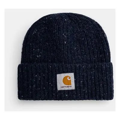 Čepice Carhartt WIP Anglistic Beanie tmavomodrá barva, z husté pleteniny, vlněná, I013193.2J0XX