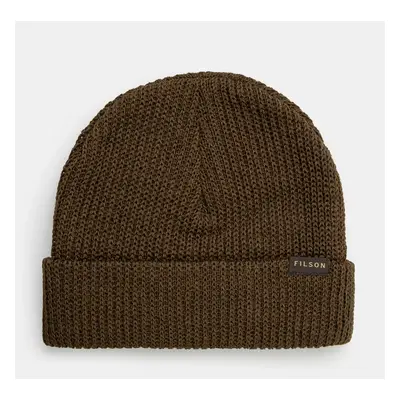 Vlněná čepice Filson Watch Cap zelená barva, z tenké pleteniny, FMACC0051