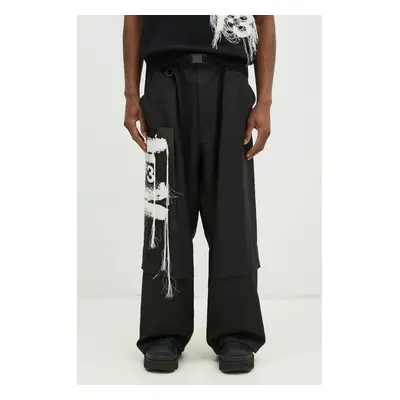 Kalhoty Y-3 Sport Uniform Patch Pants pánské, černá barva, jednoduché, JN3704