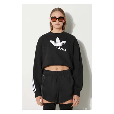 Mikina adidas Originals Adicolor HC4622 dámská, černá barva, s potiskem, HC4622-BLACK