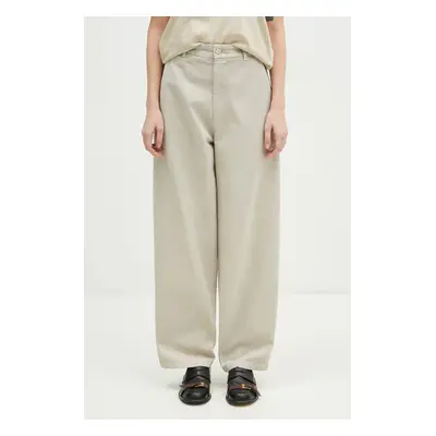 Bavlněné kalhoty Carhartt WIP Brady Pant béžová barva, jednoduché, medium waist, I033770.2LPGT