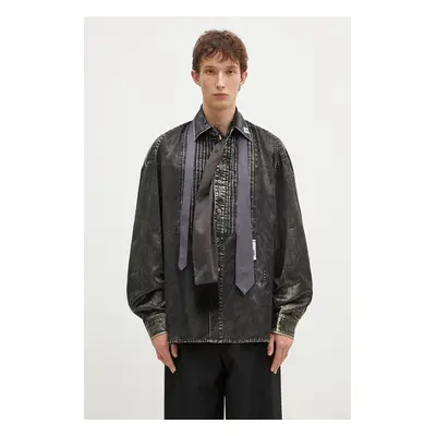 Košile Maison MIHARA YASUHIRO Accessories Mixed Longsleeve Shirts pánská, černá barva, relaxed, 