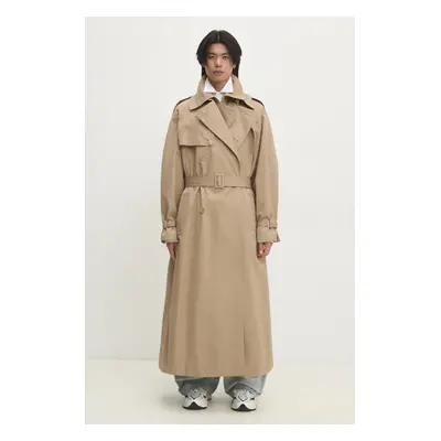 Trench kabát VETEMENTS Double Trench béžová barva, přechodný, UA66CO400S