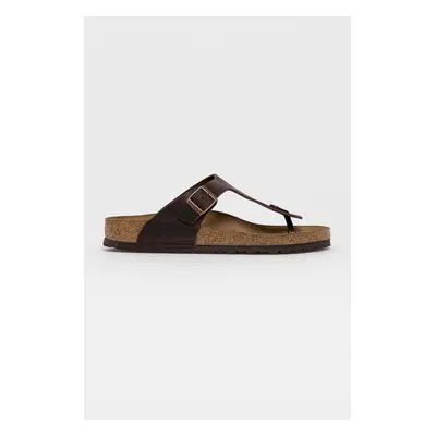 Kožené žabky Birkenstock Gizeh pánské, hnědá barva, 743831