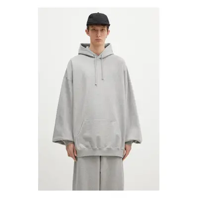 Mikina VETEMENTS Embroidered Logo Oversized pánská, šedá barva, s kapucí, melanžová, UA66HD780G