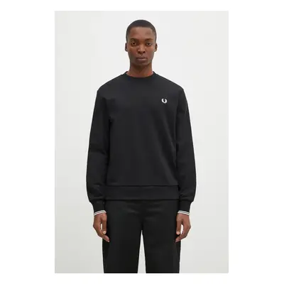 Bavlněná mikina Fred Perry pánská, černá barva, hladká, M7535.184