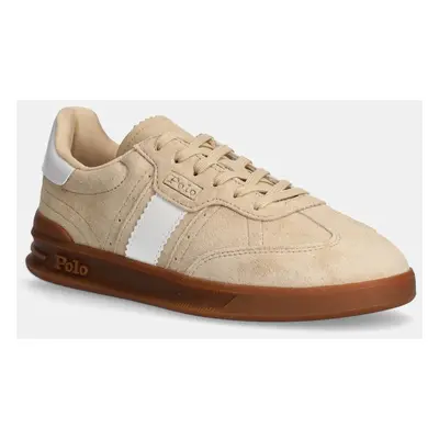 Kožené sneakers boty Polo Ralph Lauren HTR Aera béžová barva, 804956688