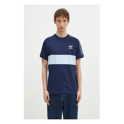 Bavlněné tričko adidas Originals 3-Stripes Panel tmavomodrá barva, s aplikací, JD4276