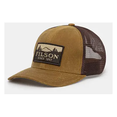 Kšiltovka Filson Logger Mesh Cap hnědá barva, s aplikací, FMACC0044