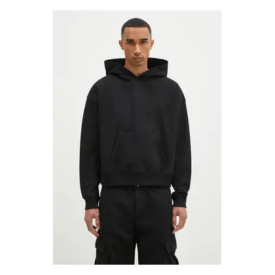 Bavlněná mikina JW Anderson Anchor Logo Hoodie černá barva, s kapucí, s aplikací, JW0183.PG1631.