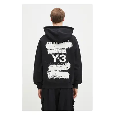 Mikina Y-3 Graphic Hoodie černá barva, s kapucí, s potiskem, JN4882