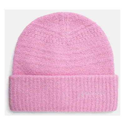 Vlněná čepice GANNI Soft Wool Beanie růžová barva, z tenké pleteniny, A6307