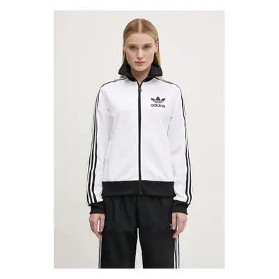 Mikina adidas Originals Adicolor dámská, bílá barva, vzorovaná, JC5806