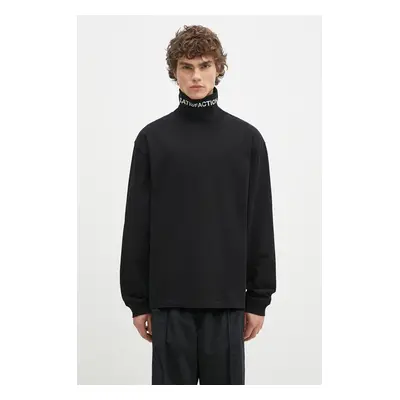 Bavlněné tričko s dlouhým rukávem PLEASURES Satisfaction Turtleneck černá barva, P24W026